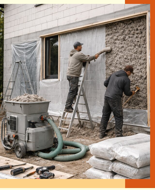Утепление дома из газобетона эковатой в Фурманове от 4585 руб./м2 | ТепломастерФрв